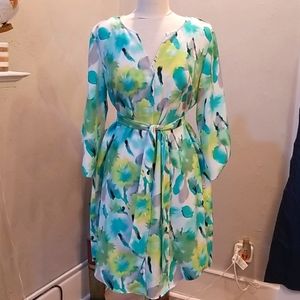 Beautiful Multi-Green Belted dress